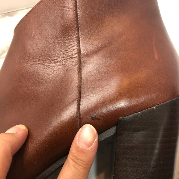 Kanna Leather Tobacco Brown Heeled Booties Size 39 - Picture 13 of 13